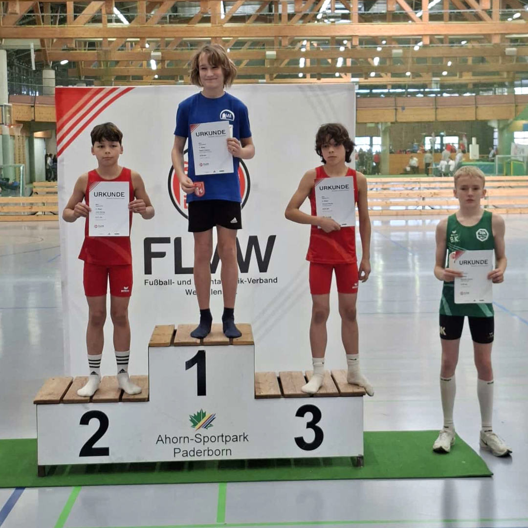 Siegerehrung der schnellen Jungs über 60m